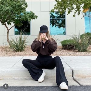 LOS ANGELES APPAREL QUARTER ZIP CROPPED SWEATER